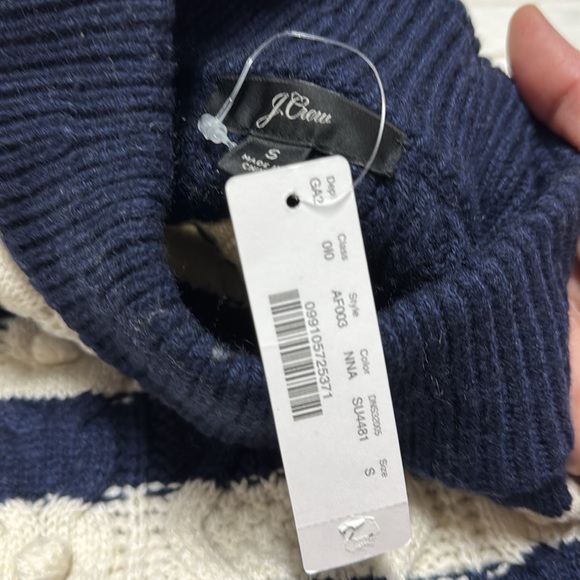 J. Crew Azra Cable Pullover Striped Navy NWT Size Small - Picture 5 of 10